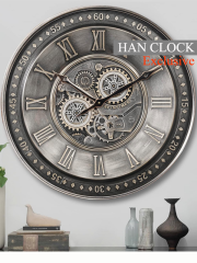 Majora Metal Çarklı Duvar Saati 60x60 Gri