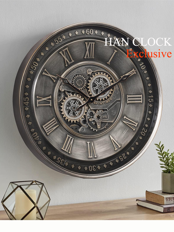 Majora Metal Çarklı Duvar Saati 60x60 Gri