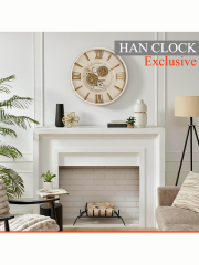 Avangard Mecha Metal Çarklı Duvar Saati 60x60 Bej