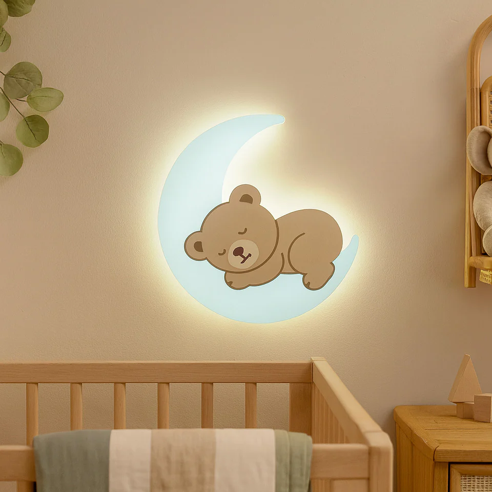 Ay Üstünde Uyuyan Ayıcıklı Lamba