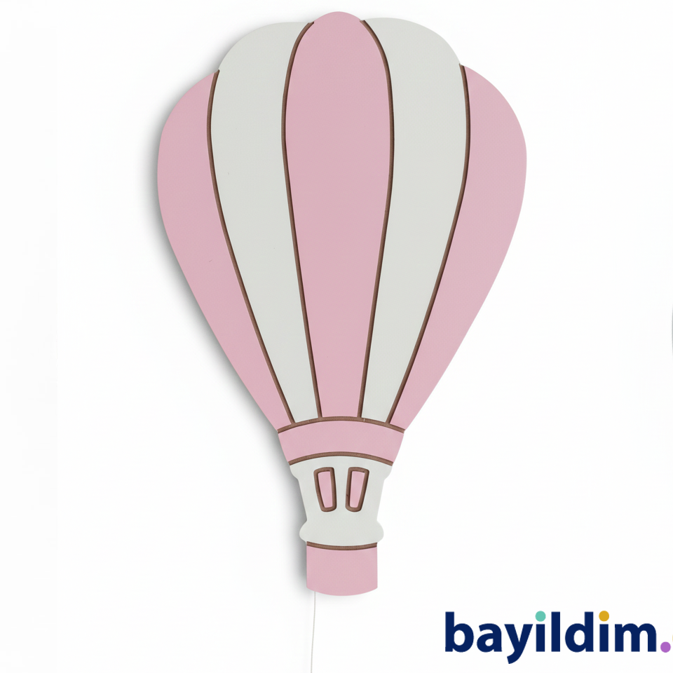 UÇAN BALON DUVAR GECE LAMBASI – Ahşap & Pilli & LED | Bayıldım