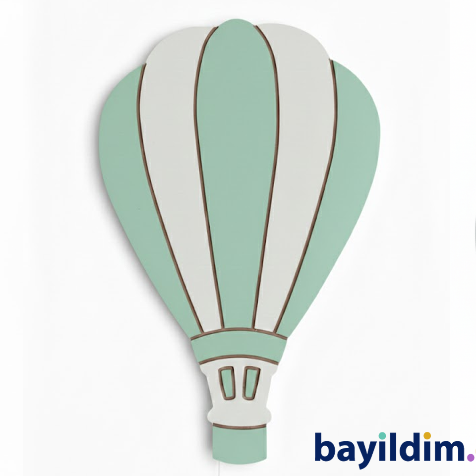 UÇAN BALON DUVAR GECE LAMBASI – Ahşap & Pilli & LED | Bayıldım