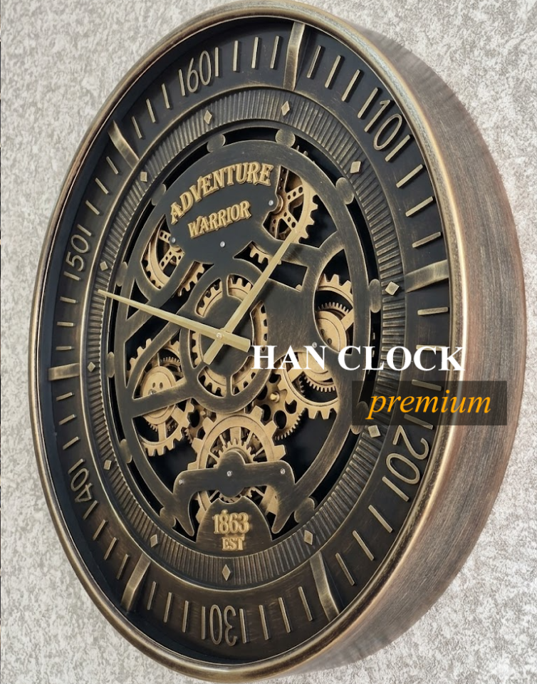 Han Clock Adventure Varrior Metal Çarklı Duvar Saati 60cm