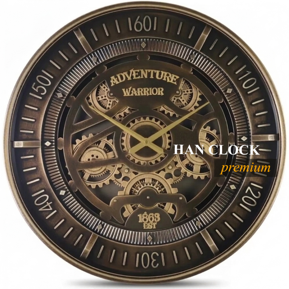 Han Clock Adventure Varrior Metal Çarklı Duvar Saati 60cm